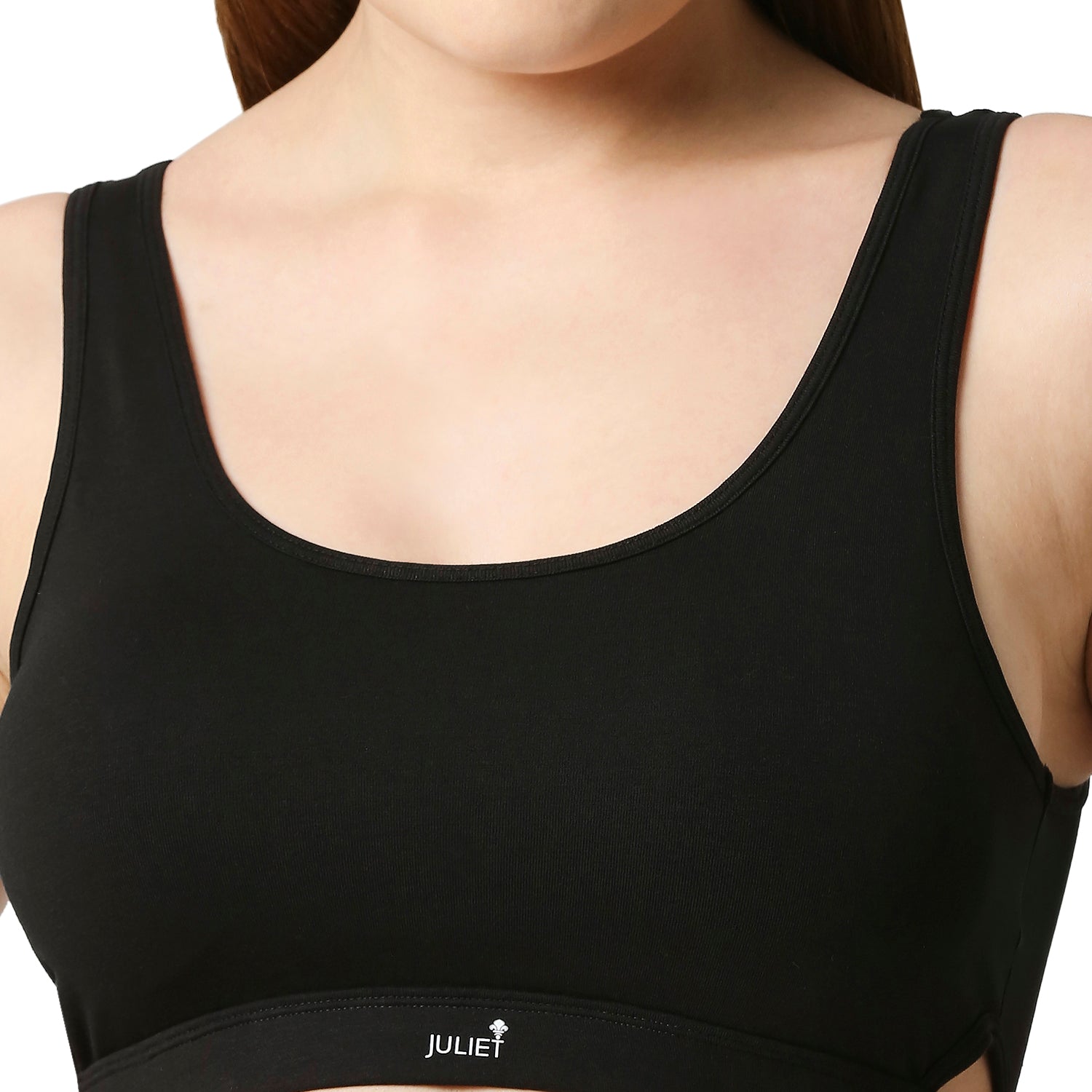 JS 90-Non Padded Solid Low Impact Sports Bra Black