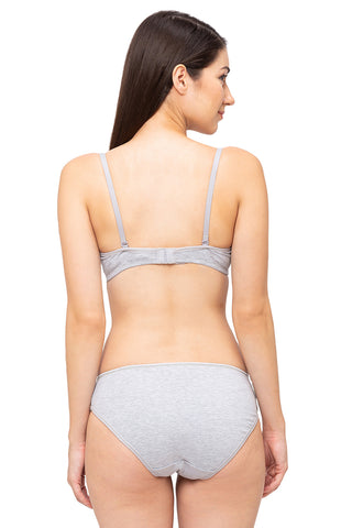  Cotton Cut & Sew Bra Panty Set-1819 SET Grey