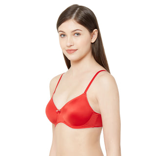 Soft Padded Solid T-shirt Bra 6404 Red