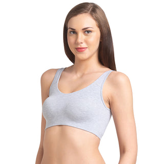 JS 90-Non Padded Solid Low Impact Sports Bra  Grey