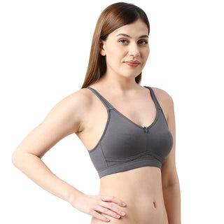 Kiara-Non Padded Non Wired Plain Mold T-shirt Bra Dark Grey