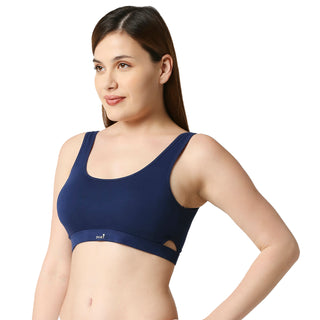 Padded Solid Low Impact Sports Bra JS 90 4 Navy Blue