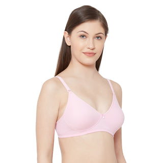 Shikha- Cotton Blend Soft Padded Non-Wired Plain Mold T-shirt Bra Pink