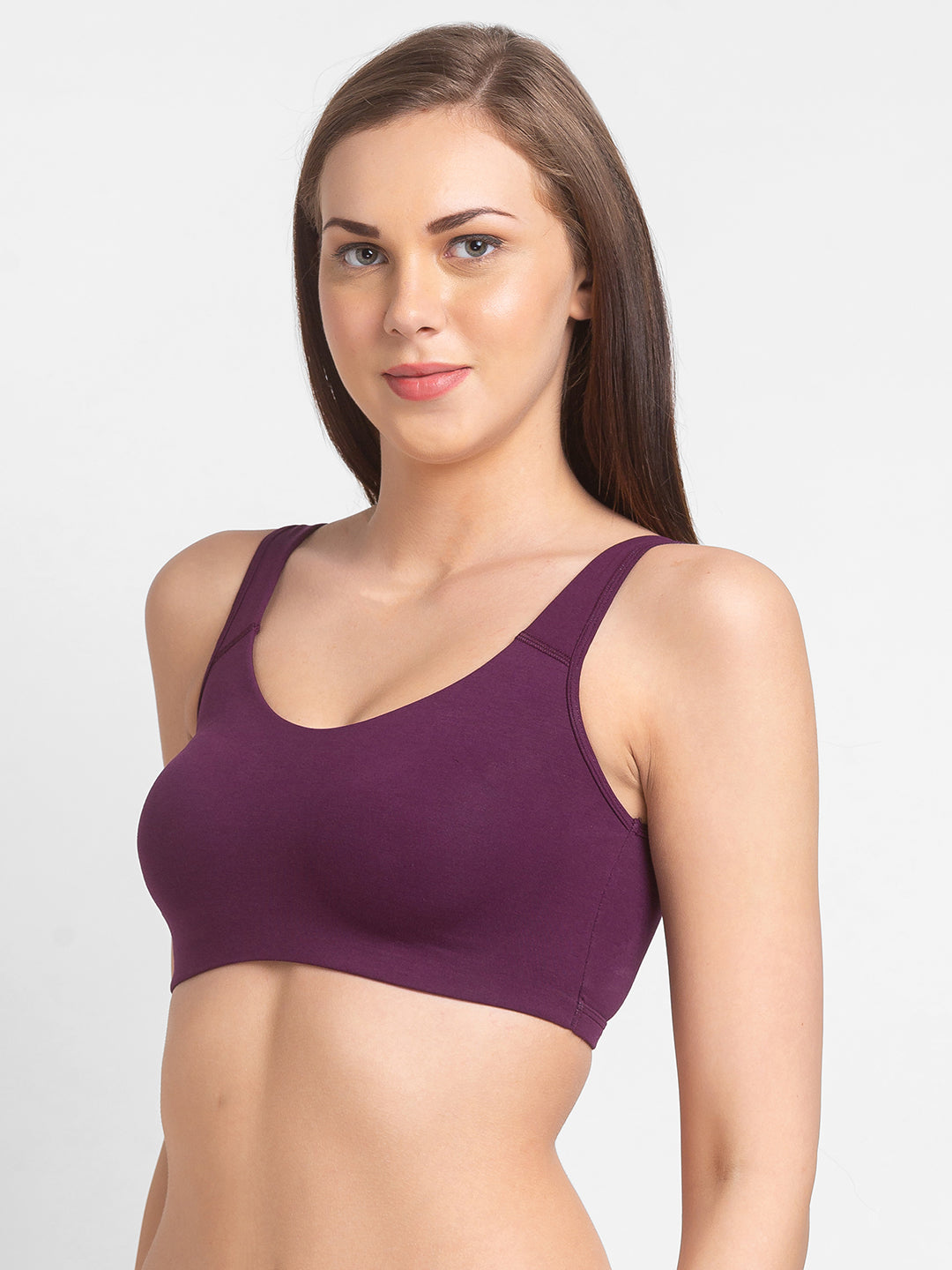 JS 90-Non Padded Solid Low Impact Sports Bra Peach