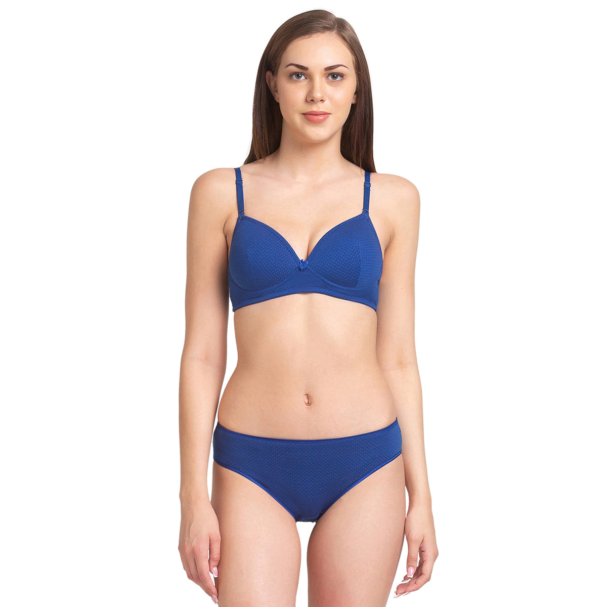 1052SETNAVYBLUEBRA1 Padded Pinted T-Shirt Bra Navy Blue - Image 1