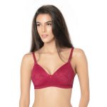 Cotton Basics Plain Padded  Bra-Maroon