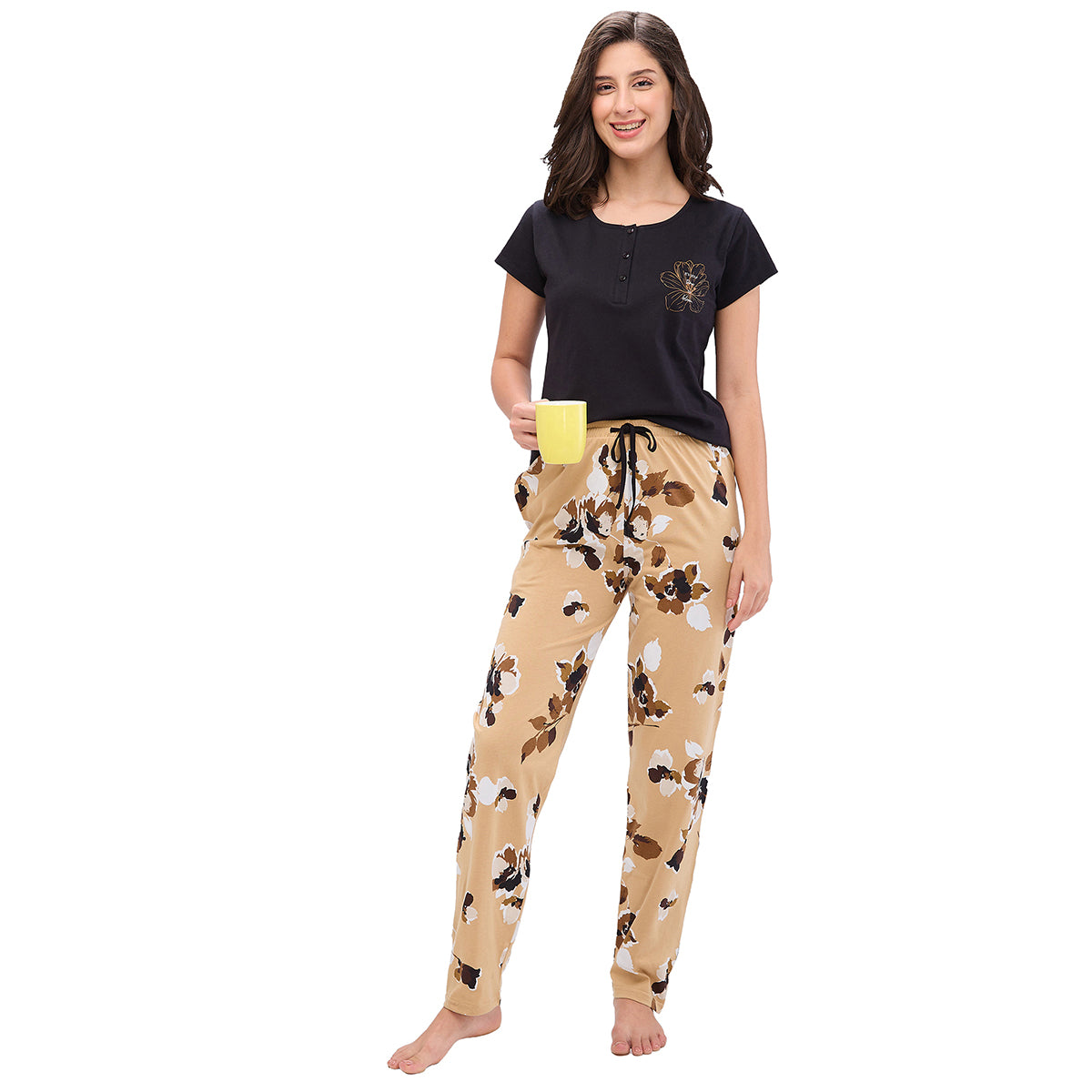 1730866938536-7448c2e859b54cfc-82311ED72D4494BB9E7FAC83DD22E4CB Cotton Pajama Set Regular Black - Image 1