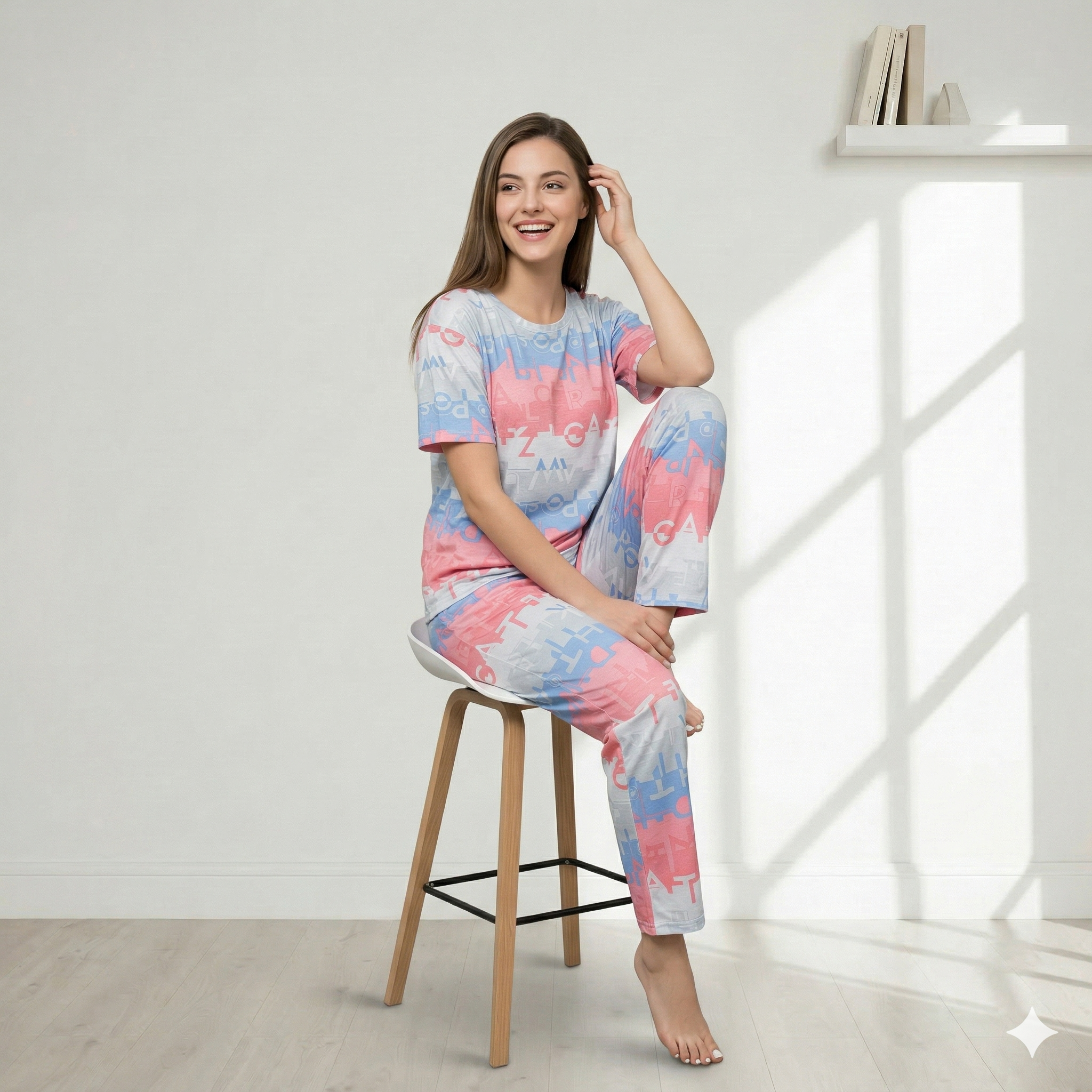 19727-1 (8) R CS 19727 - Playful Peach Geometric Abstract Lounge Set - Image 1