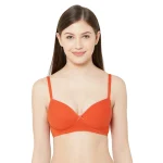 Cotton Plain Support Bra Orange