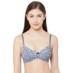 Printed Polymide Padded T-shirt Bra Grey
