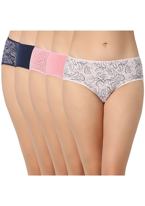 7172_1 Cotton Groovy Prints Pack of 5 Hipster Panties - Image 1