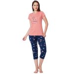 Capri Night Suit Regular-Peach - Image 4