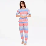 R CS 19727 - Playful Peach Geometric Abstract Lounge Set