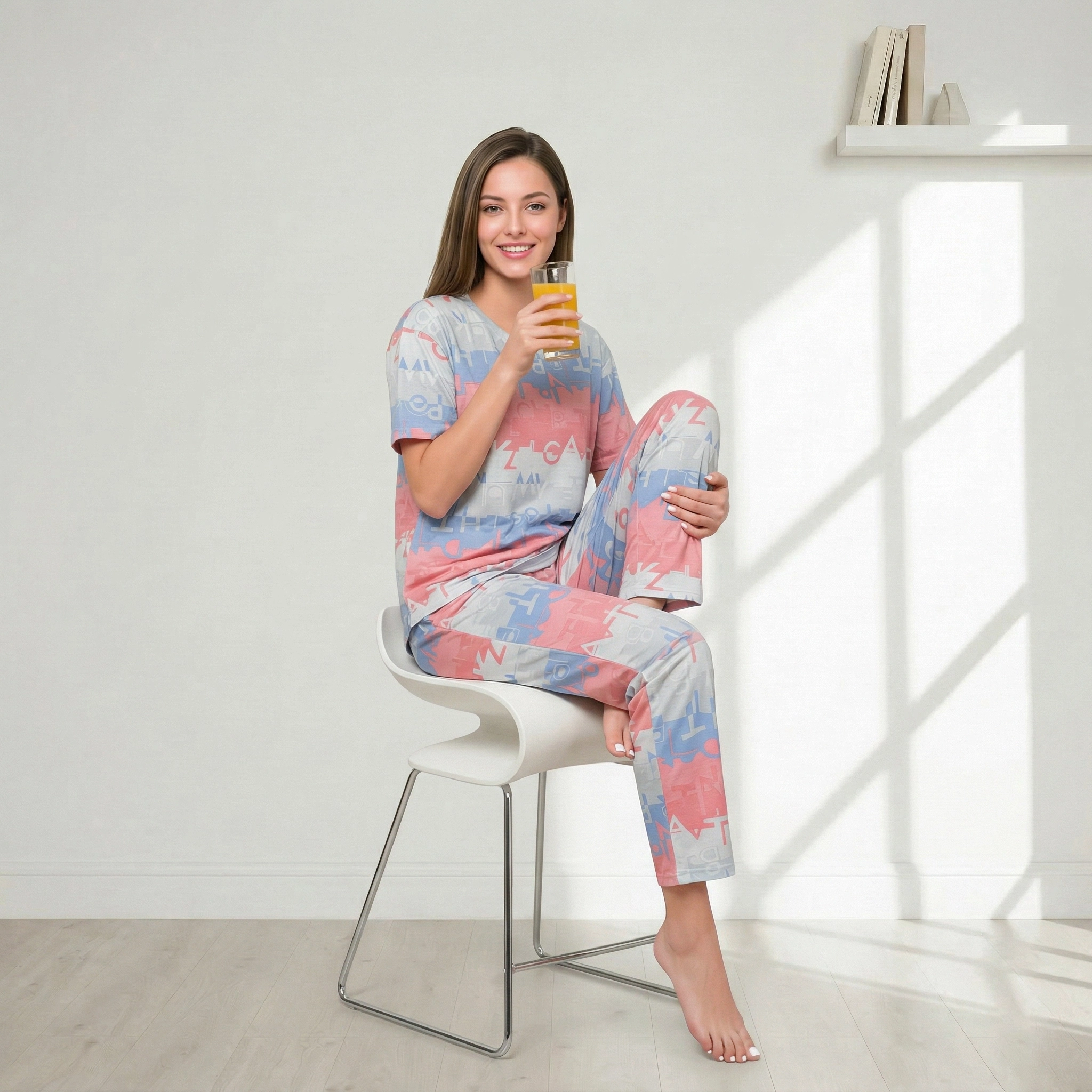 RCS19727 (3) R CS 19727 - Playful Peach Geometric Abstract Lounge Set - Image 1