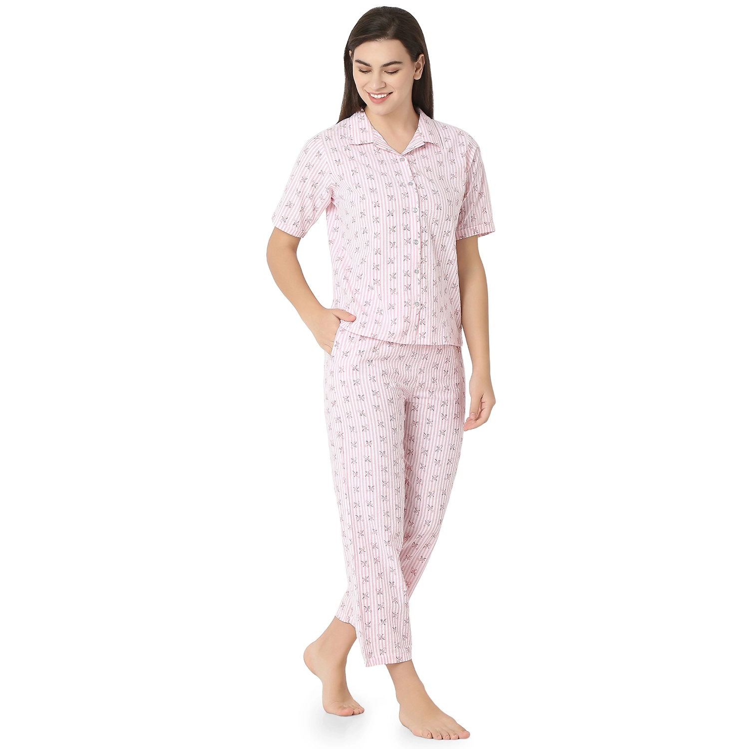SCH10806 PINK (3) SCH 10806 - Bright Mood Cotton Night Suit - Image 1