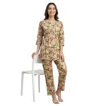 SCR 10784 - Rayon Red Printed Night Suit Set