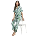 SCR 10805 - Premium Green Cotton Night Suit Set