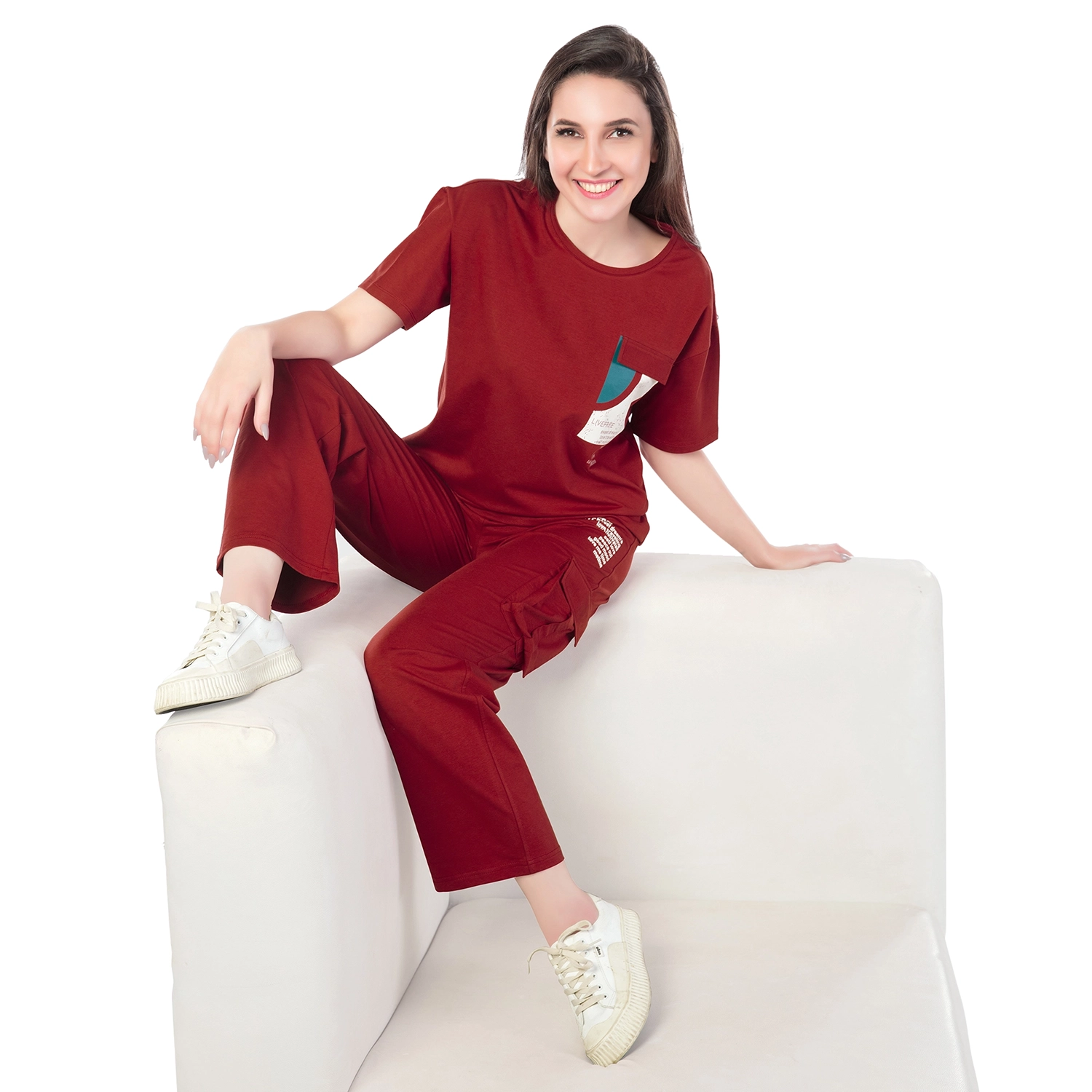 SCS-24039 (2) SCS 24039 - Confident Red Co-ord Set - Image 1