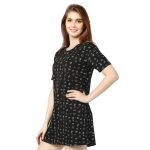STD 24006 - Cotton External Summer T-Shirt Dress Black - Image 3