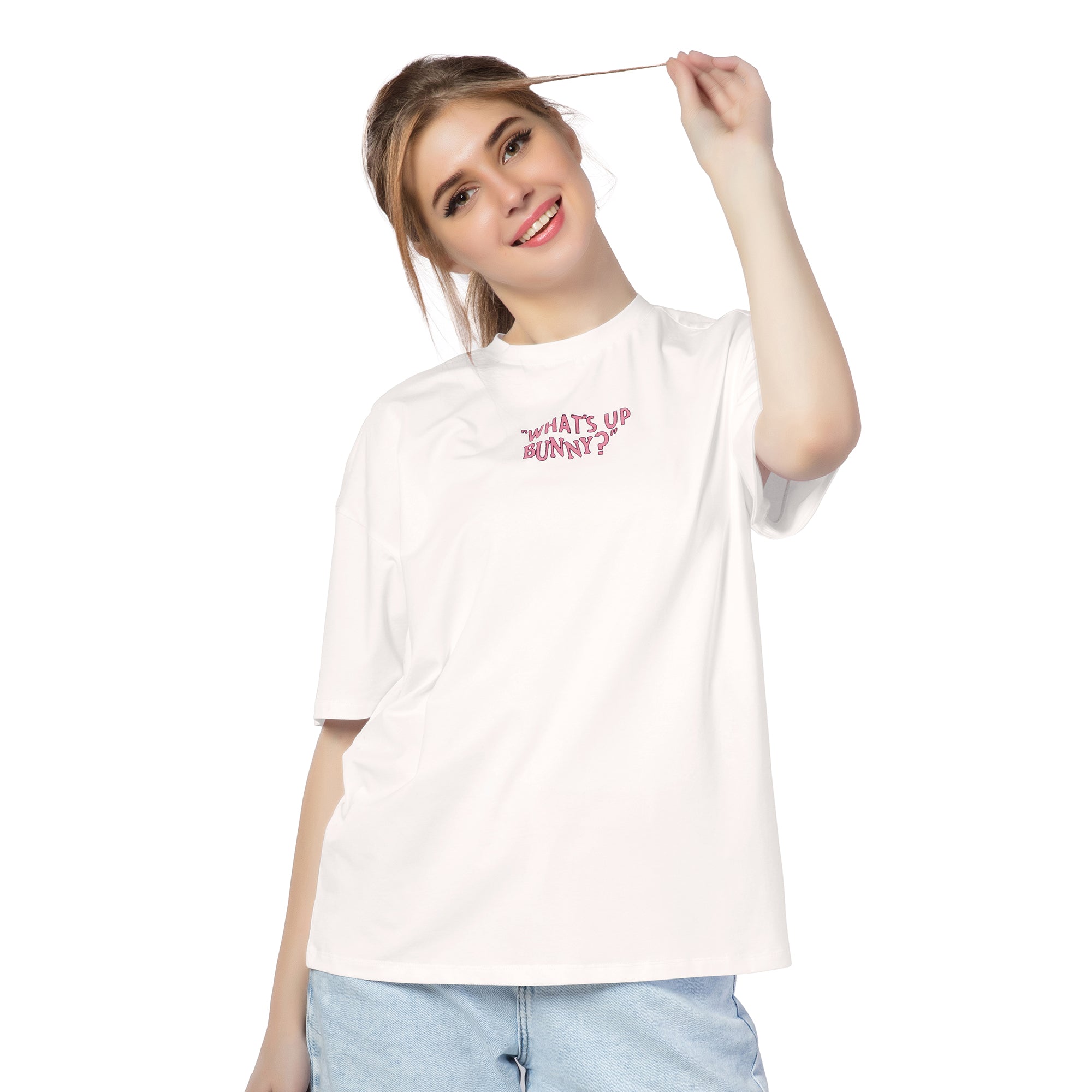 SOT-24075 SOT 24075 - Playful Bunny White Tee - Image 1