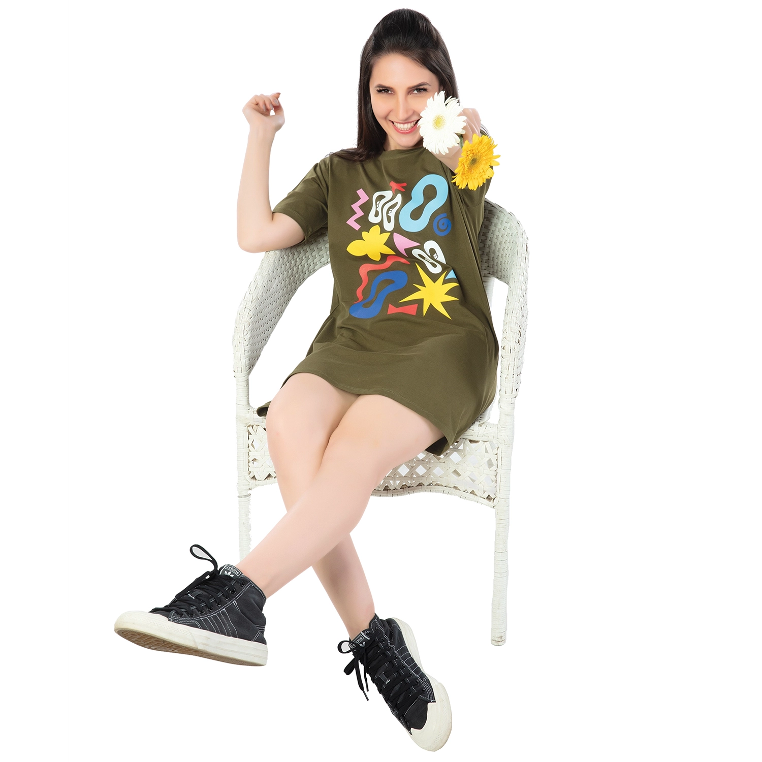 STD-24016 (2) STD 24016 - Olive Glow Chic Dress - Image 1
