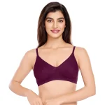 Cotton Lycra Non-Padded Wire Free T-Shirt Bra 1025 Maroon