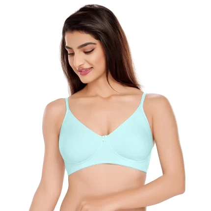 Cotton Lycra Non-Padded Wire Free T-Shirt Bra Powder Blue
