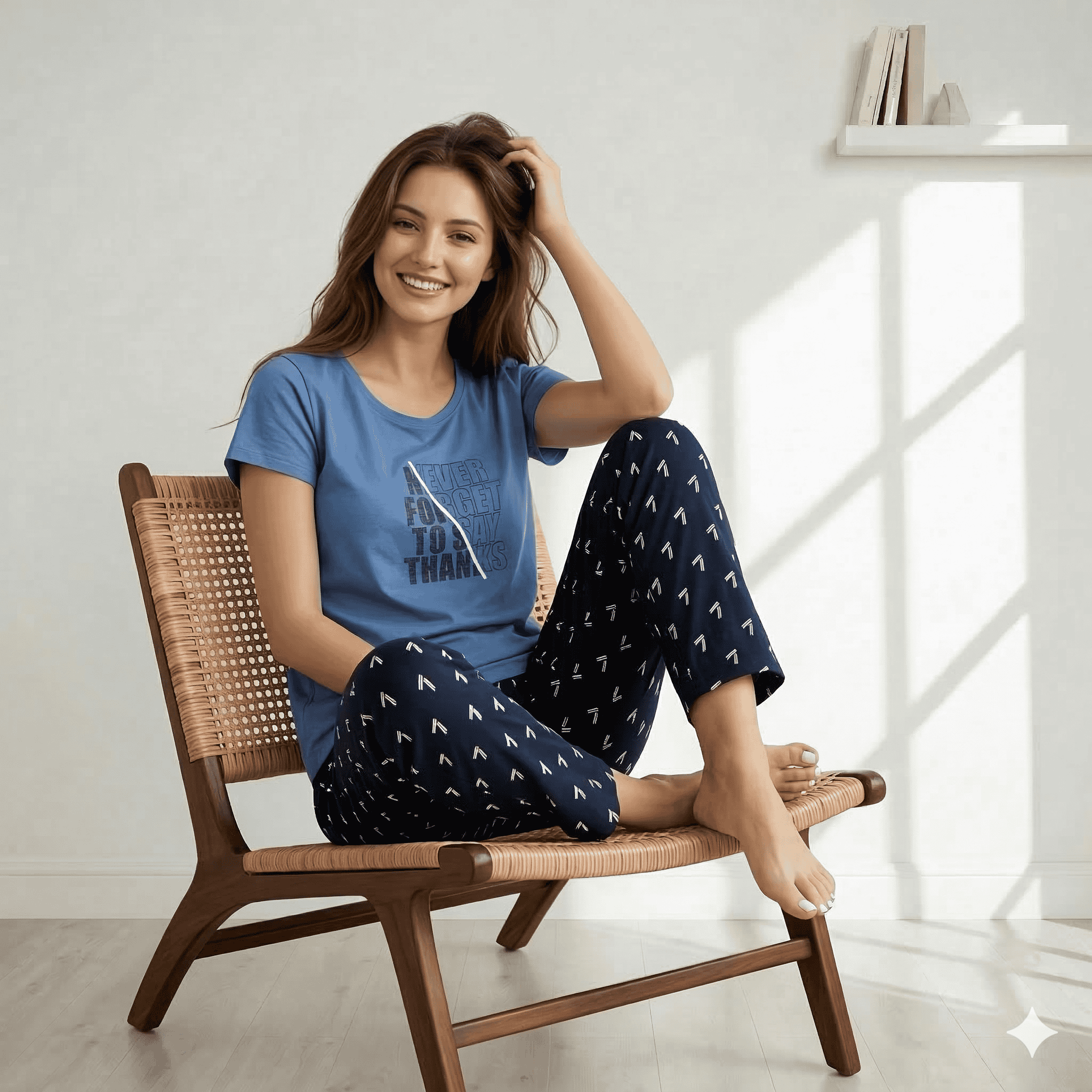 19703-1 (9) R-PJ-19703 Blue Thankful Touch- Nightwear-Night Suit - Image 1