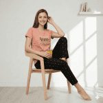 R-PJ-19704 Peach Peachy New Year- Nightwear-Night Suit
