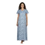 JSS 12069 - Printed Poly-Viscose Nighty for Women – Round Neck, Half Sleeves - Image 8