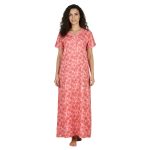 JSS 12069 - Printed Poly-Viscose Nighty for Women – Round Neck, Half Sleeves - Image 3