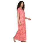 JSS 12069 - Printed Poly-Viscose Nighty for Women – Round Neck, Half Sleeves - Image 4
