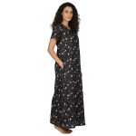 JSS 12083 - Printed Poly-Viscose Nighty for Women – Round Neck, Half Sleeves - Image 2