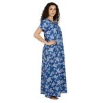 JSS 12089 - Printed Poly-Viscose Nighty for Women – Round Neck, Half Sleeves - Image 3