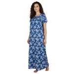 JSS 12089 - Printed Poly-Viscose Nighty for Women – Round Neck, Half Sleeves - Image 4