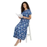 JSS 12089 - Printed Poly-Viscose Nighty for Women – Round Neck, Half Sleeves