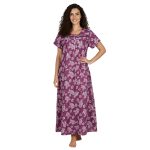 JSS 12089 - Printed Poly-Viscose Nighty for Women – Round Neck, Half Sleeves - Image 15