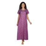 JSS 12092 - Printed Poly-Viscose Nighty for Women – Round Neck, Half Sleeves - Image 14
