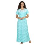 JSS 12093 - Printed Cotton Nighty for Women – Square Neck, Half Sleeves - Image 2