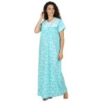 JSS 12093 - Printed Cotton Nighty for Women – Square Neck, Half Sleeves - Image 3