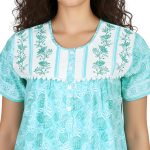 JSS 12093 - Printed Cotton Nighty for Women – Square Neck, Half Sleeves - Image 6