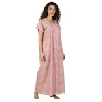 JSS 13001 - Printed Poly-Viscose Nighty for Women – Square Neck, Half Sleeves - Image 9
