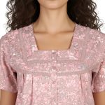 JSS 13001 - Printed Poly-Viscose Nighty for Women – Square Neck, Half Sleeves - Image 12