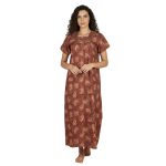 JSS 13003 - Printed Poly-Viscose Nighty for Women – Square Neck, Half Sleeves - Image 8