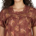 JSS 13003 - Printed Poly-Viscose Nighty for Women – Square Neck, Half Sleeves - Image 12