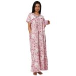 JSS 11073-Printed Poly viscose Round Neck Half Sleeved Nighty