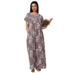 JSS 11085-Printed Poly Viscose Nighty Round Neck Half Sleeves
