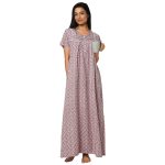 JSS 11090-Printed Poly Viscose Nighty Square Neck Half Sleeves