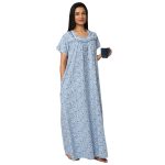 JSS 12003-Printed Cotton Square Neck Half Sleeved Nighty