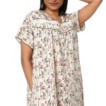 JSS 12013-Printed Poly Viscose Square Neck Half Sleeved Nighty - Image 10